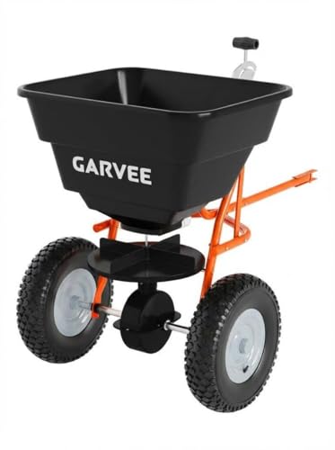 Garvee Tow-Behind Spreader, 85 Lbs Capacity Pull Salt Broadcast Spreader - color: Black Orange