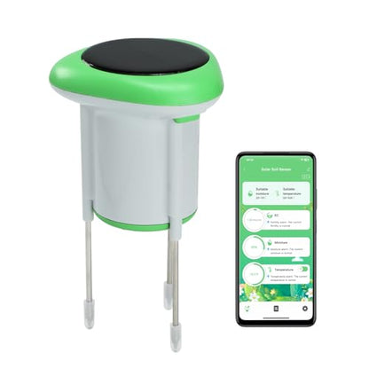 WiFi Soil Moisture Meter, 3-in-1 Smart Soil Tester for EC/Temp/Moisture, Wireless Plant Monitor with App, High Precision Digital Soil Sensor for Indoor Outdoor Garden & Lawn(Solar Powered)
