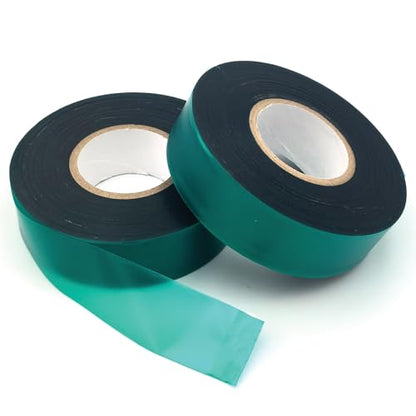 2 Rolls Stretch Tie Tape Garden Tie Tape Thick Plant Ribbon Garden Green Vinyl Stake for Indoor Outdoor Patio Plant Use, 1 Inch Wide by 150 Feet Long