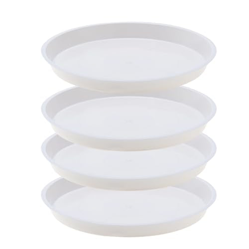 4 Pack 10 Inch White Plant Saucers Plastic Drip Trays for Pots - color: White, size: 10 Inch