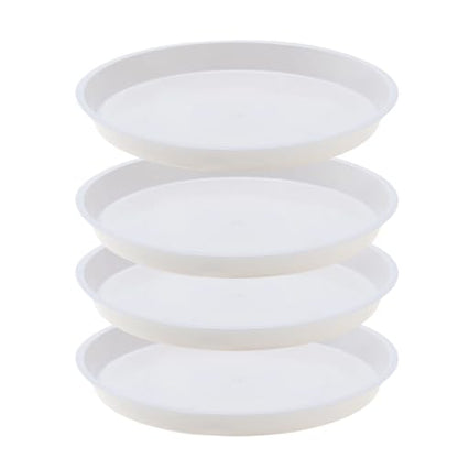 4 Pack 10 Inch White Plant Saucers Plastic Drip Trays for Pots - color: White, size: 10 Inch