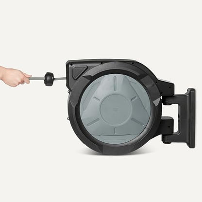 Amazon Basics Retractable Garden Hose Reel, 65 Foot, Wall Mounted, 10-Pattern Spray Nozzle, 180° Swivel Bracket - size: 65ft
