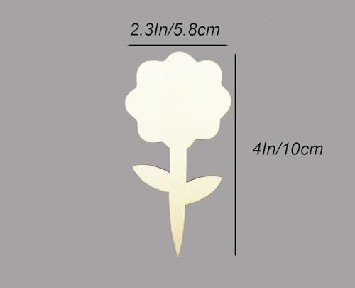 100 Pcs Wood Plant Labels, Natural Wooden Plant Marker Garden Sign Tags, Flower Type Garden Markers for Succulents, Herbs, Seedlings, Potted, Flowers, Vegetables (Flower) - style: Flower