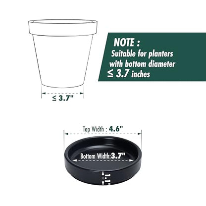 D'vine Dev Ceramic Plant Saucer/Drainage Tray, 3.7 in, Black, 97-T-B-1 - color: Black, size: 3.7" (1 Pack)