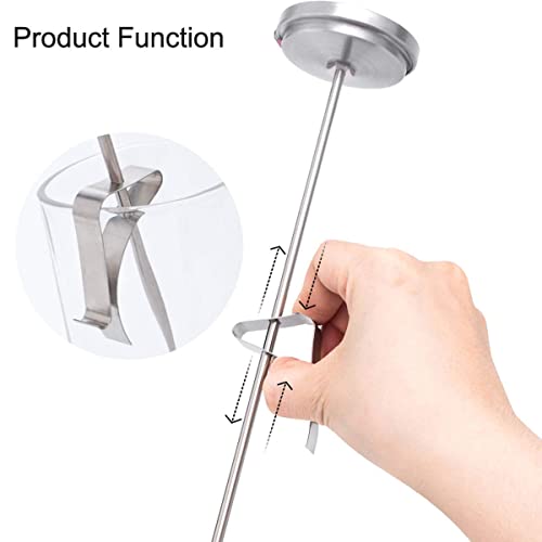 12" Deep Fry Thermometer with Clip Instant Read Dial Thermometer 12 inch Stainless Steel Stem Meat Thermometer Cooking Thermometer for Turkey, BBQ, Grill - size: DeepFry Thermometer-12 Inch Probe