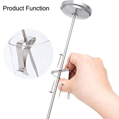12" Deep Fry Thermometer with Clip Instant Read Dial Thermometer 12 inch Stainless Steel Stem Meat Thermometer Cooking Thermometer for Turkey, BBQ, Grill - size: DeepFry Thermometer-12 Inch Probe