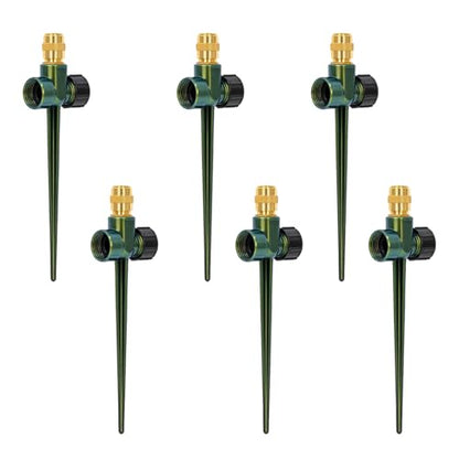 RESTMO 6 Pack Heavy-Duty Full-Metal Lawn Sprinklers for Yard - color: Green, size: 6 Pack