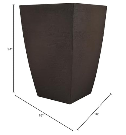 Tusco Products MSQT23ES Modern Square Garden Planter, 23-Inch, Espresso - color: Espresso, size: 23 Inch
