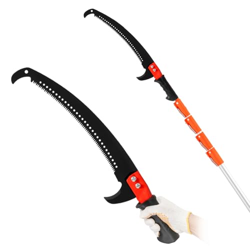 Outvita 7-24FT Telescoping Pruning Pole for Tree Trimming, Aluminum Manual Pole Saws for Tree Trimmer with Telescopic Extension Pole 1 Scissors 2 Blade - color: Silver-aluminum, size: 24 feet