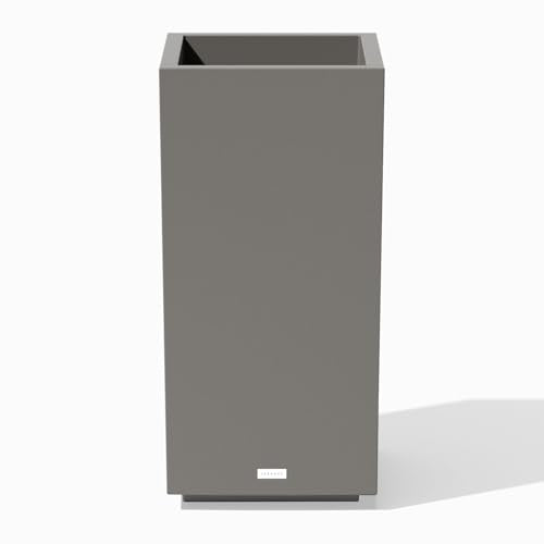Veradek Block Series Pedestal Planter - Tall Rectangular Outdoor Planter - color: Gray, size: 32"H x 15.5"W