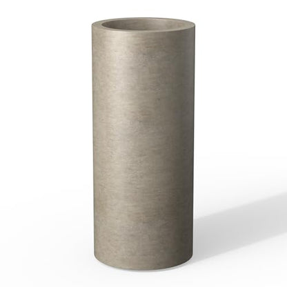 Kante Small Round Column Weathered Concrete Planter 18.9" Tall, Outdoor - color: Weathered Concrete, size: 18.9“h