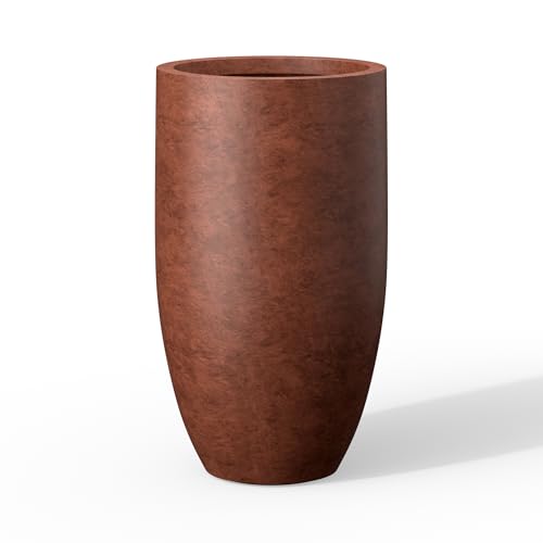 Kante Large Round Tapered Rusty Concrete Planter 24" Tall, Outdoor - color: Rusty, size: 24" Tall
