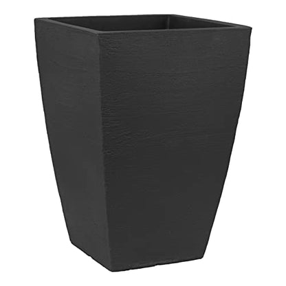Tusco Products MSQT19BK Modern Square Garden Planter, 19-Inches Tall, Black - color: Black, size: 19 Inch