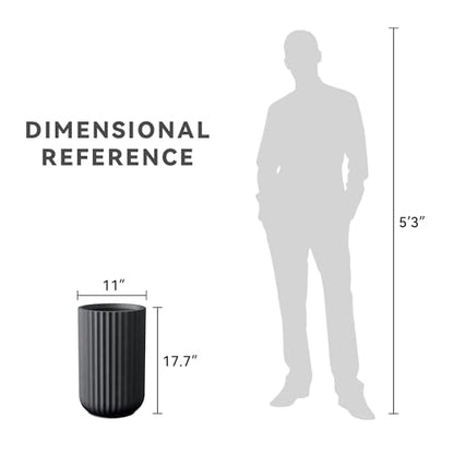 Kante Accent Round Column Black Concrete Planter 17.7" Tall, Outdoor - color: Black, size: 11"w x 17.7" h