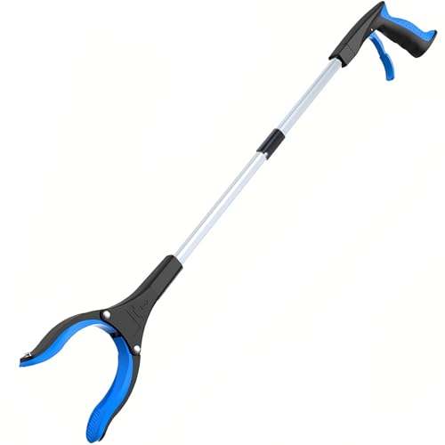 Grabber Reacher Tool - Foldable Gripper and Reaching Tool - Heavy Duty Pick Up Stick Grabbers for Seniors, Trash, Surgery Recovery Must Haves Gifts, 32” Picker Upper Grabber (Blue) - color: Blue
