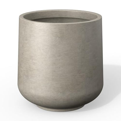 Kante Accent Round Curved Weathered Concrete Planter 13" Dia, Outdoor - color: Weathered Concrete, size: 11.6" D
