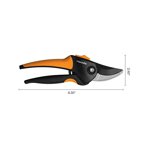 Fiskars 79436997J Softgrip Bypass Pruner, Black/Orange Small & 15 Inch PowerGear Super Pruner/Lopper