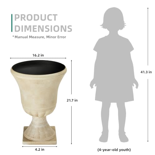 Autodaya 22"Tall Large Urn Planters for Outdoor Plants Set of 2 Flower Pots - color: 22"-antique Ivory