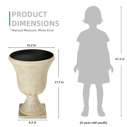 Autodaya 22"Tall Large Urn Planters for Outdoor Plants Set of 2 Flower Pots - color: 22"-antique Ivory