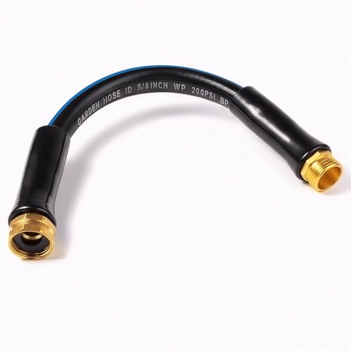 SheeChung Short Garden Hose 1ft x 5/8",Rubber Leader Hose,Male to Female - size: 1ft-Male to female