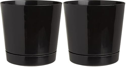 Novelty Majestic Full Depth Round Cylinder Pot, Glossy Black, 8-Inch (10088) (Pack of 2) - color: Black, size: 8 Inch (Pack of 2)