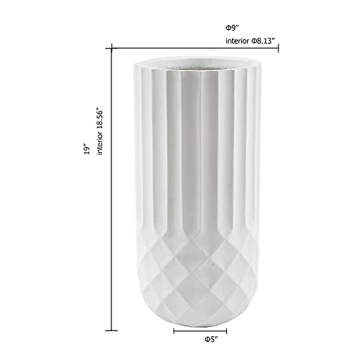 LuxenHome 19" White Tall Planter with Drainage, Modern Outdoor Plant Pot - color: White 19"