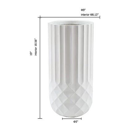 LuxenHome 19" White Tall Planter with Drainage, Modern Outdoor Plant Pot - color: White 19"