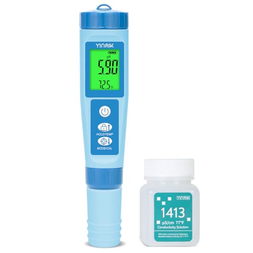 YINMIK Water pH Meter, Digital 4 in 1 pH Temp EC TDS Meter for Hydroponics - color: Blue