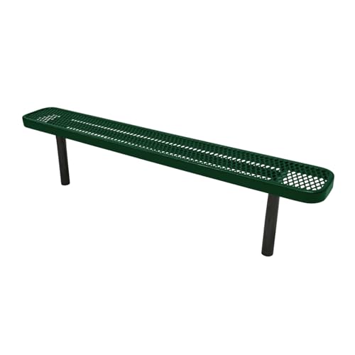 COATEDOUTDOORFURNITURE Bench, Green, Expanded, 6Ft, No Back, Inground - color: Green, size: 6 Ft, No Back Inground