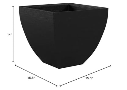 Tusco Products MSQ16BK Modern Square Garden Planter, 16-Inch, Black - color: Black, size: 16 Inch