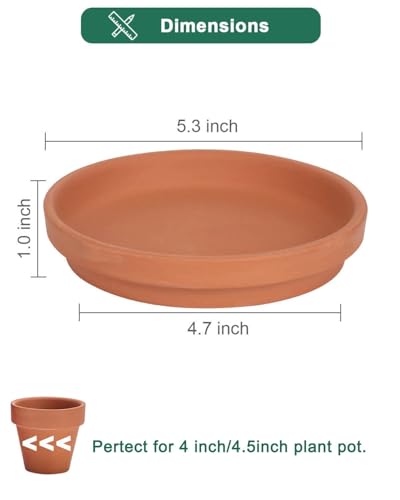vensovo 5 Inch Terracotta Plant Saucers, 6 Pack Small Clay Trays for Pots - color: Brown, size: 5 inch