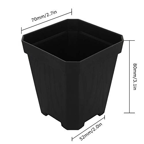 60pcs Plastic Square Nursery Pot (Black) Thick Plastic Square Flower Planting Pots with Drainage Hole for Seed Germination, Seed Starting Pots, Modern Decorative Flower Pot