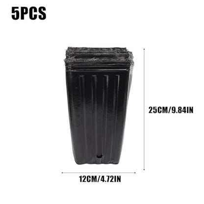 5Pcs Square Tree Pot with Drainage Holes Starting Pots for Indoor Outdoor Plastic Deep Nursery Treepots Seedling Flower Plant Contain ﻿ (5Pcs,12x25cm) - color: 5pcs,12x25cm