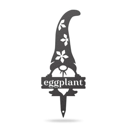 RealSteel Gnome Plant Markers Metal Garden Stakes | Outdoor Garden Labels & Plant Tags for Vegetables & Herbs | Decorative Yard & Raised Bed Garden Signs | Gardening Gift | Made in USA - Eggplant - style: EGGPLANT