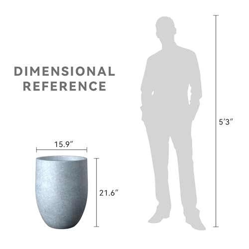 Kante Large Round Bullet Blue Gray Concrete Planter 21.7" Tall, Outdoor - color: Blue-gray