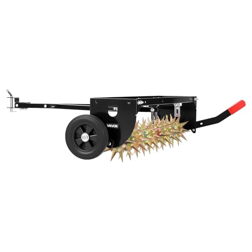 VEVOR Tow Behind Plug Aerator, 40 in Lawn Spike Aerator with Universal Hitch, 150lbs Weight Capacity, Heavy Duty & Rust-Resistant, Pull Behind Aeration Tool with Tray for Farmland & Garden Tractors - style: Spike Aerator (40in)