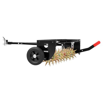 VEVOR Tow Behind Plug Aerator, 40 in Lawn Spike Aerator with Universal Hitch, 150lbs Weight Capacity, Heavy Duty & Rust-Resistant, Pull Behind Aeration Tool with Tray for Farmland & Garden Tractors - style: Spike Aerator (40in)
