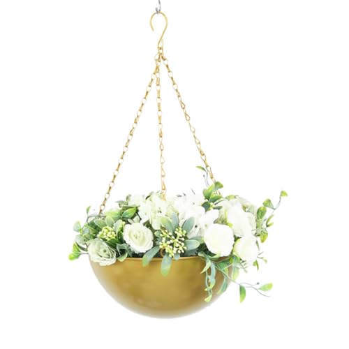 Gold Metal Hanging Planters for Indoor Outdoor Plants,10" Hanging Baskets - color: Gold