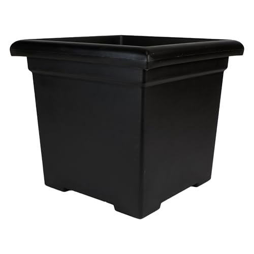 The HC Companies Accent Square Plant Pot w/Drainage - Classic Planters for Outdoor Plants & Indoor Plants - Lightweight & UV-Resistant Square Planter Box (12.5”, Black, Pack of 1) - color: Black, size: 12.5"