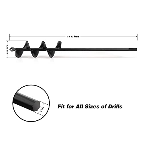 Auger Drill Bit for Planting Ruooson 1.9X14.5 in Garden AugerSpiral Easy Planter Rapid Planter Plant for 3/8" Hex Drive <1Pcs>. (1.9x14.5 in) - size: 1.9x14.5 IN