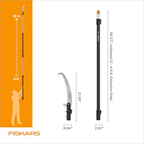 Fiskars 4-16 Ft XtendControl Extendable Modular Pole Saw & Tree Trimmer - style: 16' X3 Double-Hooked Saw