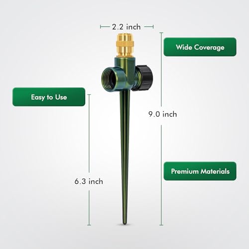 RESTMO 6 Pack Heavy-Duty Full-Metal Lawn Sprinklers for Yard - color: Green, size: 6 Pack