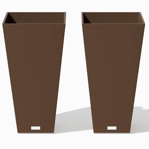 Veradek V-Resin Indoor/Outdoor Taper Planter, 2-Pack (26 inch, Espresso) - color: Espresso, size: 26 inch - 2 pack
