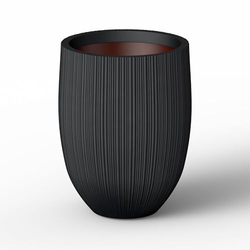 Kante Large Round Bullet Black Concrete Planter 21.7" Tall, Outdoor - color: Black, size: 21.7 Inch Tall