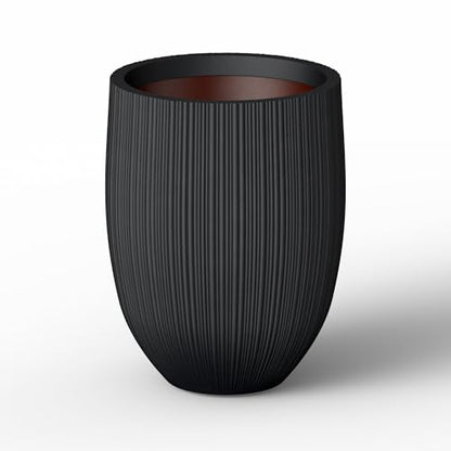 Kante Large Round Bullet Black Concrete Planter 21.7" Tall, Outdoor - color: Black, size: 21.7 Inch Tall