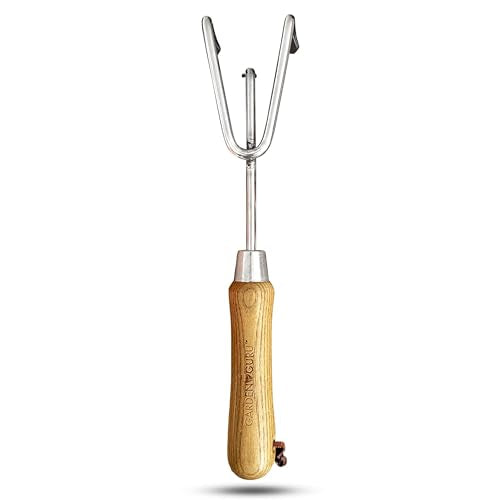 Garden Guru Eco Hand Cultivator Rake Tiller Tool- 100% Recycled Stainless Steel - Rust Resistant - FSC Certified Wood Ergonomic Handle - Great for Gardening Cultivating Loosening Weeding - size: 1Pack