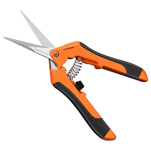 VIVOSUN 6.5 Inch Gardening Scissors Hand Pruner Pruning Shear with Straight Stainless Steel Blades Orange 1-Pack - style: Orange Straight Blade