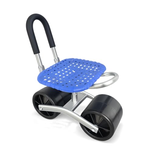 Blue Garden Rolling Seat with Wheels
