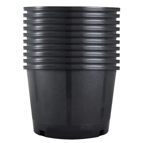 Plant Nursery Pot 10-Pack 5 Gallon Short Plastic Garden Planter Pots Flower Seedling Injection Molded Container Seed Starting Pot Set for Indoor Outdoor Plants Seedlings Vegetables Black - size: Short 5 Gallon
