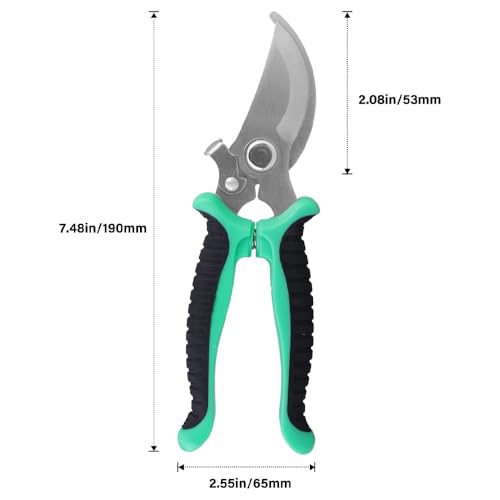 Pruning Shears for Gardening Stainless Steel Garden Hand Shears Heavy Duty Professional Bypass Pruner Hand Shears Green - color: Green